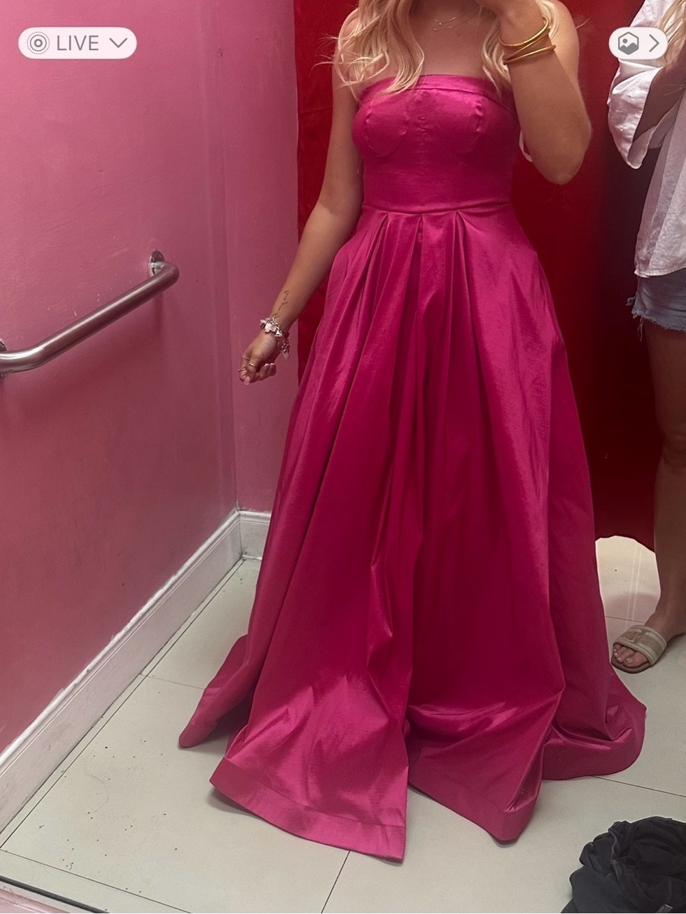 Strapless Fuchsia Ball Gown Dress